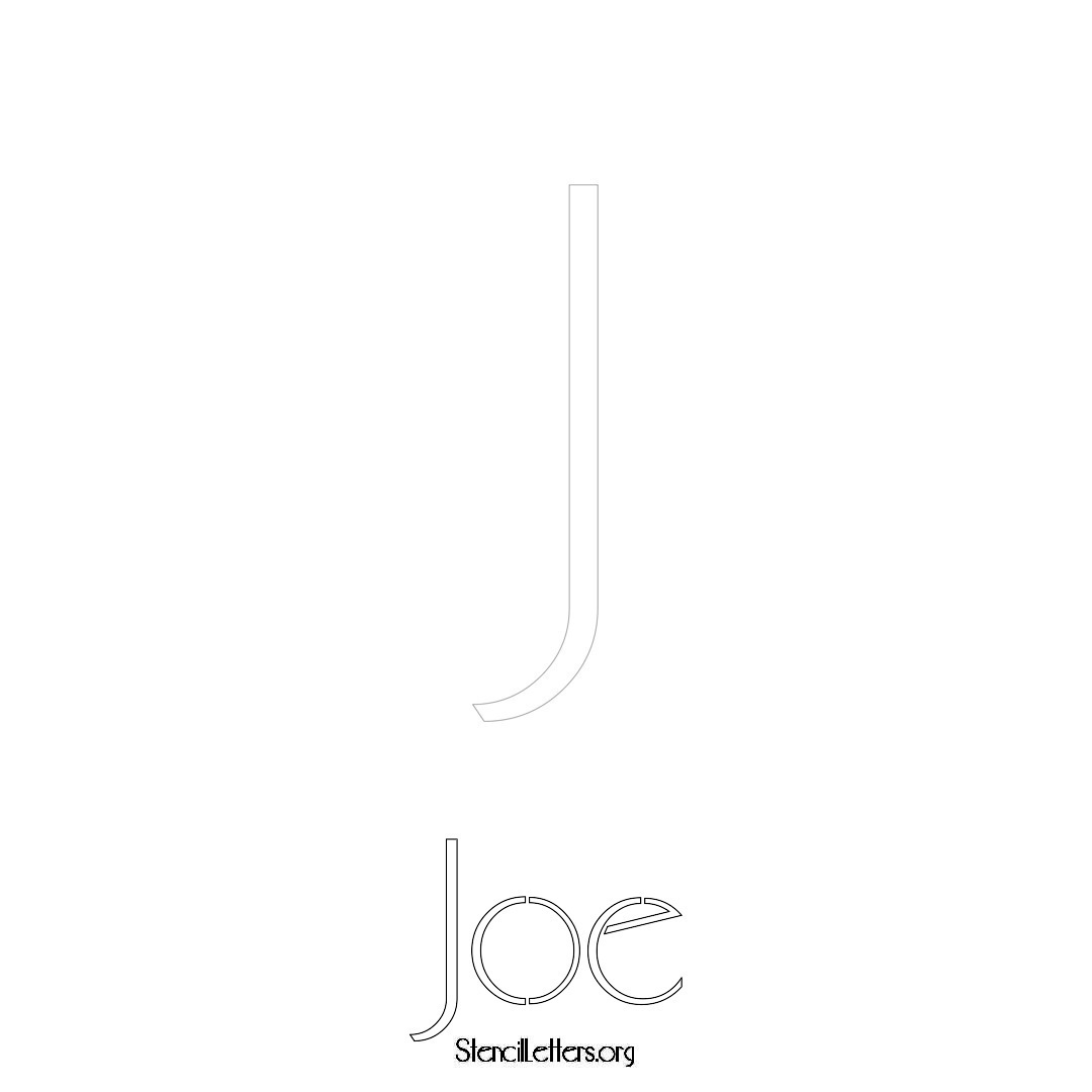 Joe printable name initial stencil in Art Deco Lettering