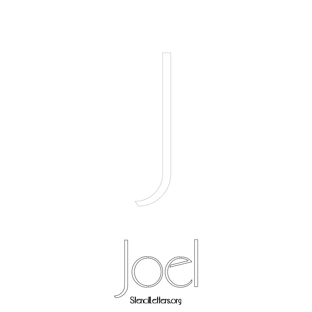 Joel printable name initial stencil in Art Deco Lettering