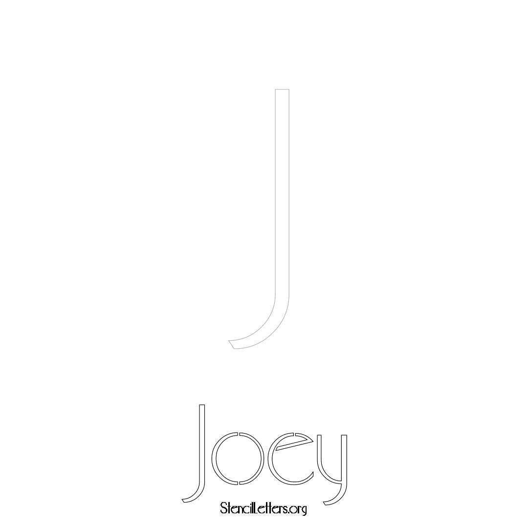 Joey printable name initial stencil in Art Deco Lettering