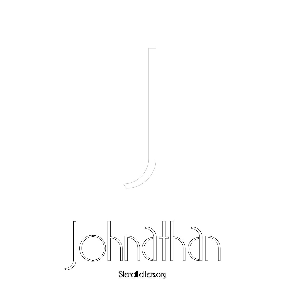 Johnathan printable name initial stencil in Art Deco Lettering