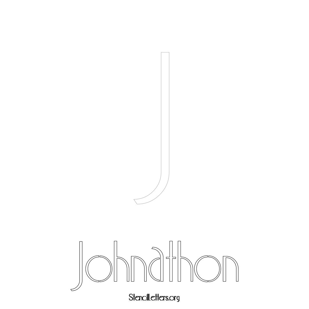 Johnathon printable name initial stencil in Art Deco Lettering