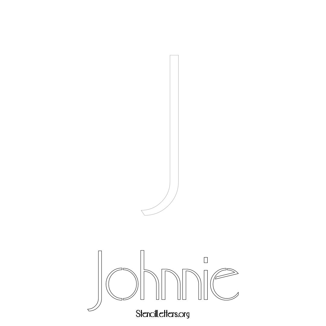 Johnnie printable name initial stencil in Art Deco Lettering