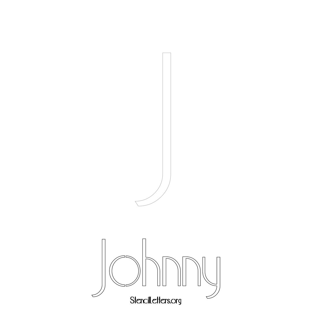 Johnny printable name initial stencil in Art Deco Lettering