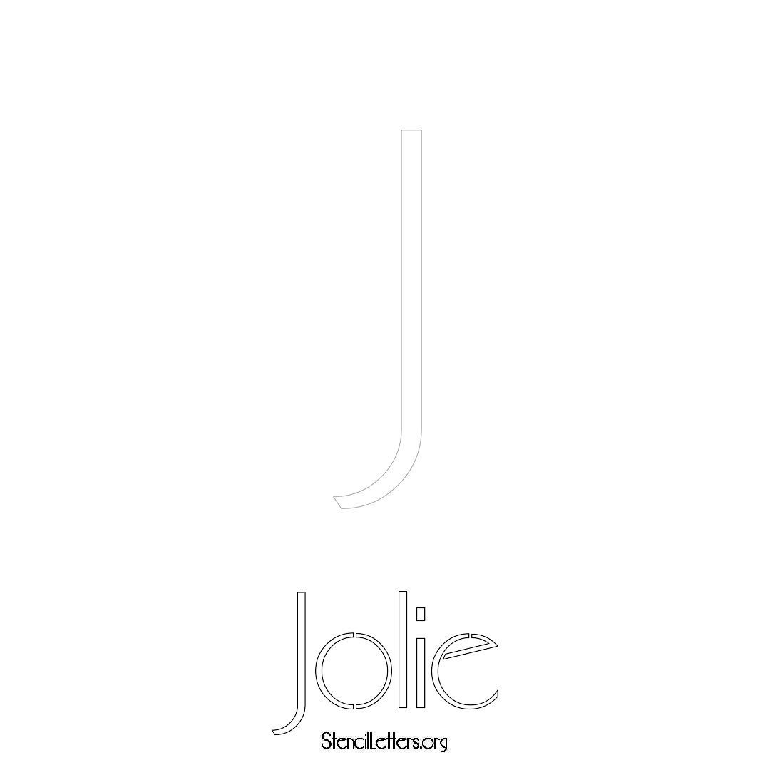 Jolie printable name initial stencil in Art Deco Lettering