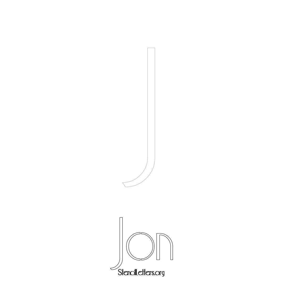 Jon printable name initial stencil in Art Deco Lettering