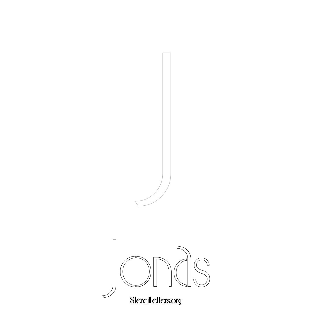 Jonas printable name initial stencil in Art Deco Lettering