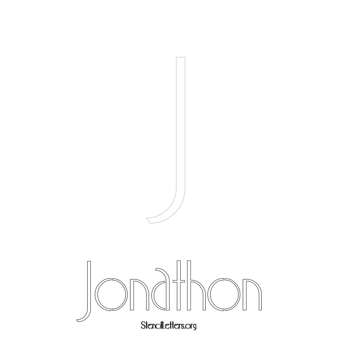 Jonathon printable name initial stencil in Art Deco Lettering