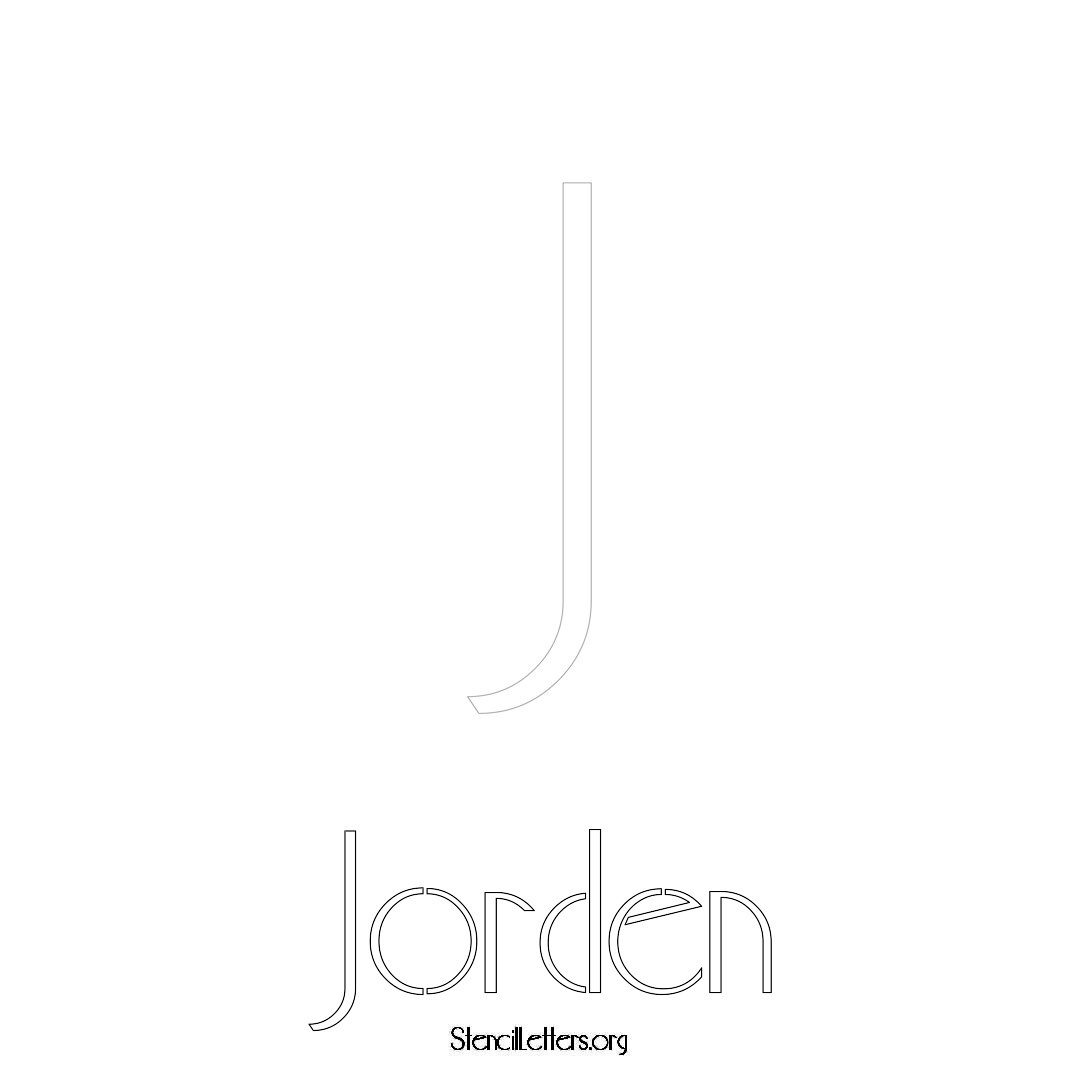 Jorden printable name initial stencil in Art Deco Lettering