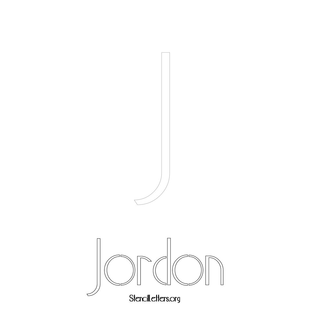 Jordon printable name initial stencil in Art Deco Lettering