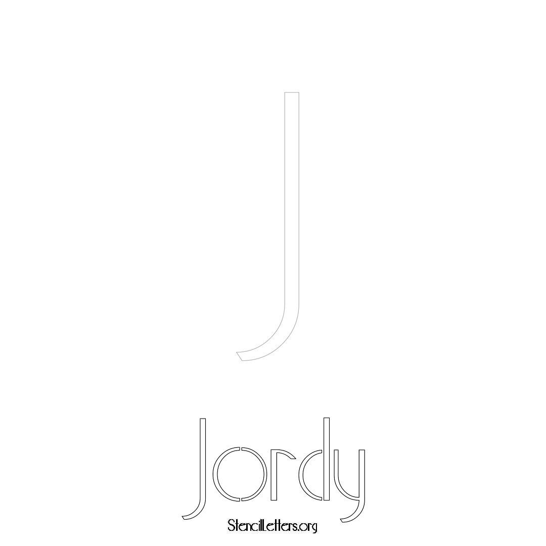 Jordy printable name initial stencil in Art Deco Lettering