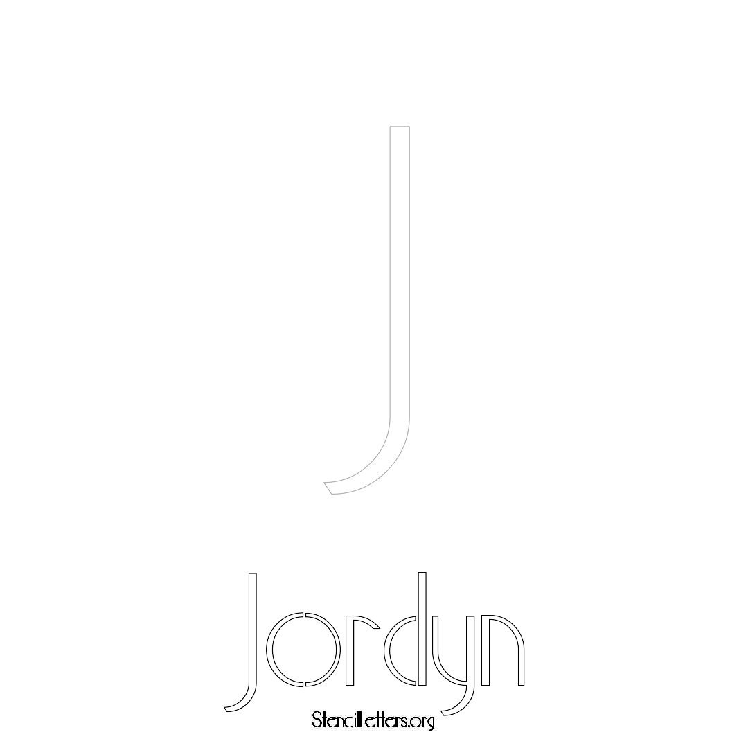 Jordyn printable name initial stencil in Art Deco Lettering