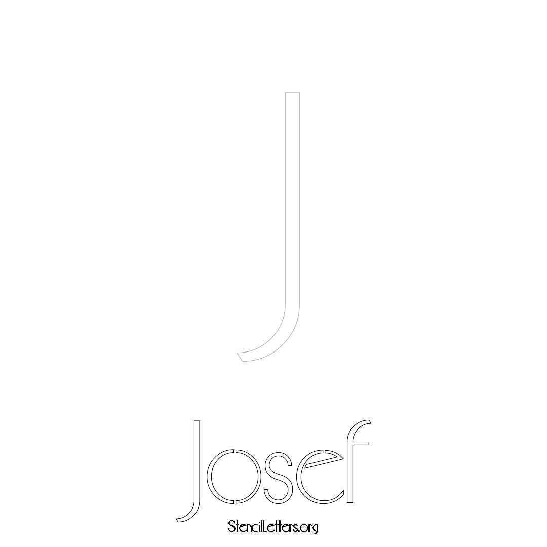 Josef printable name initial stencil in Art Deco Lettering