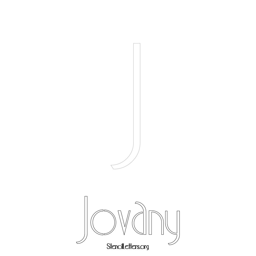 Jovany printable name initial stencil in Art Deco Lettering