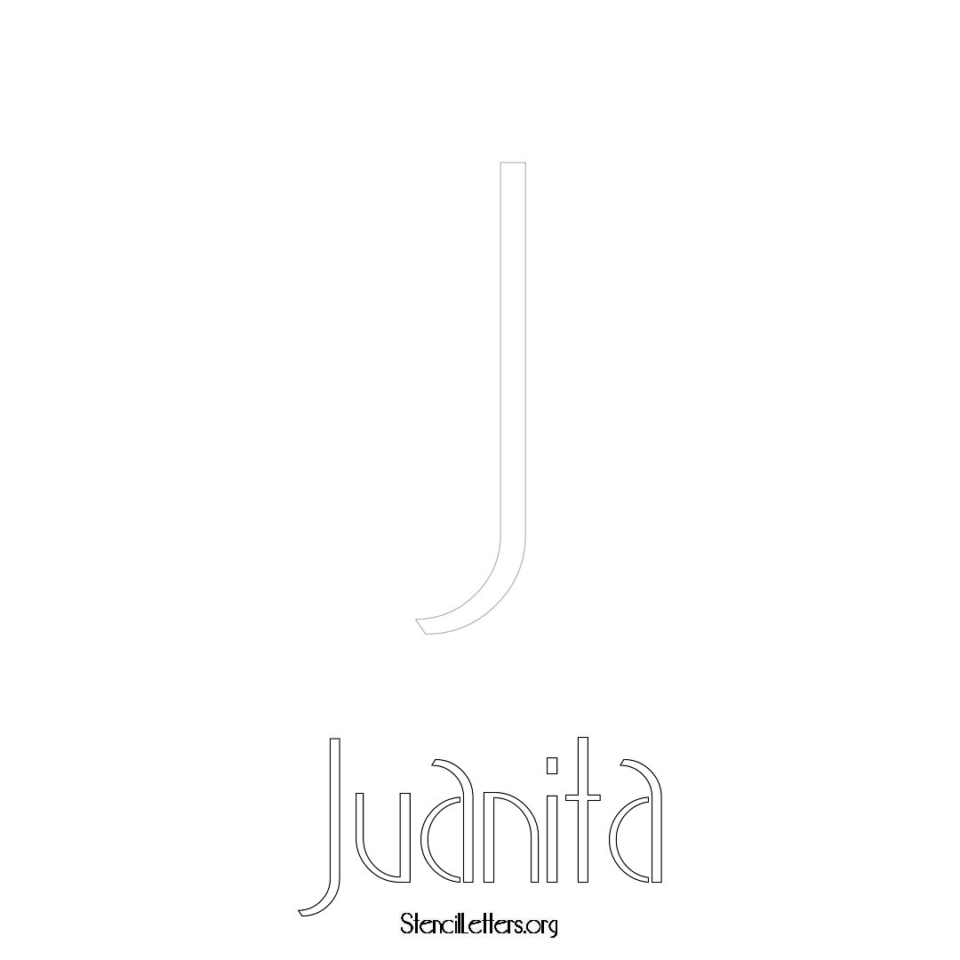 Juanita printable name initial stencil in Art Deco Lettering