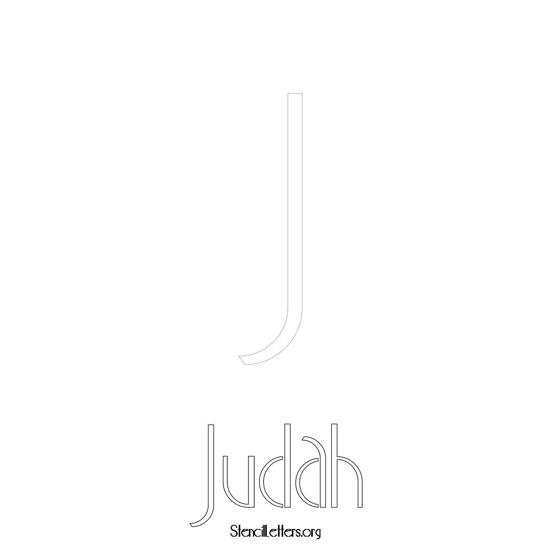 Judah printable name initial stencil in Art Deco Lettering