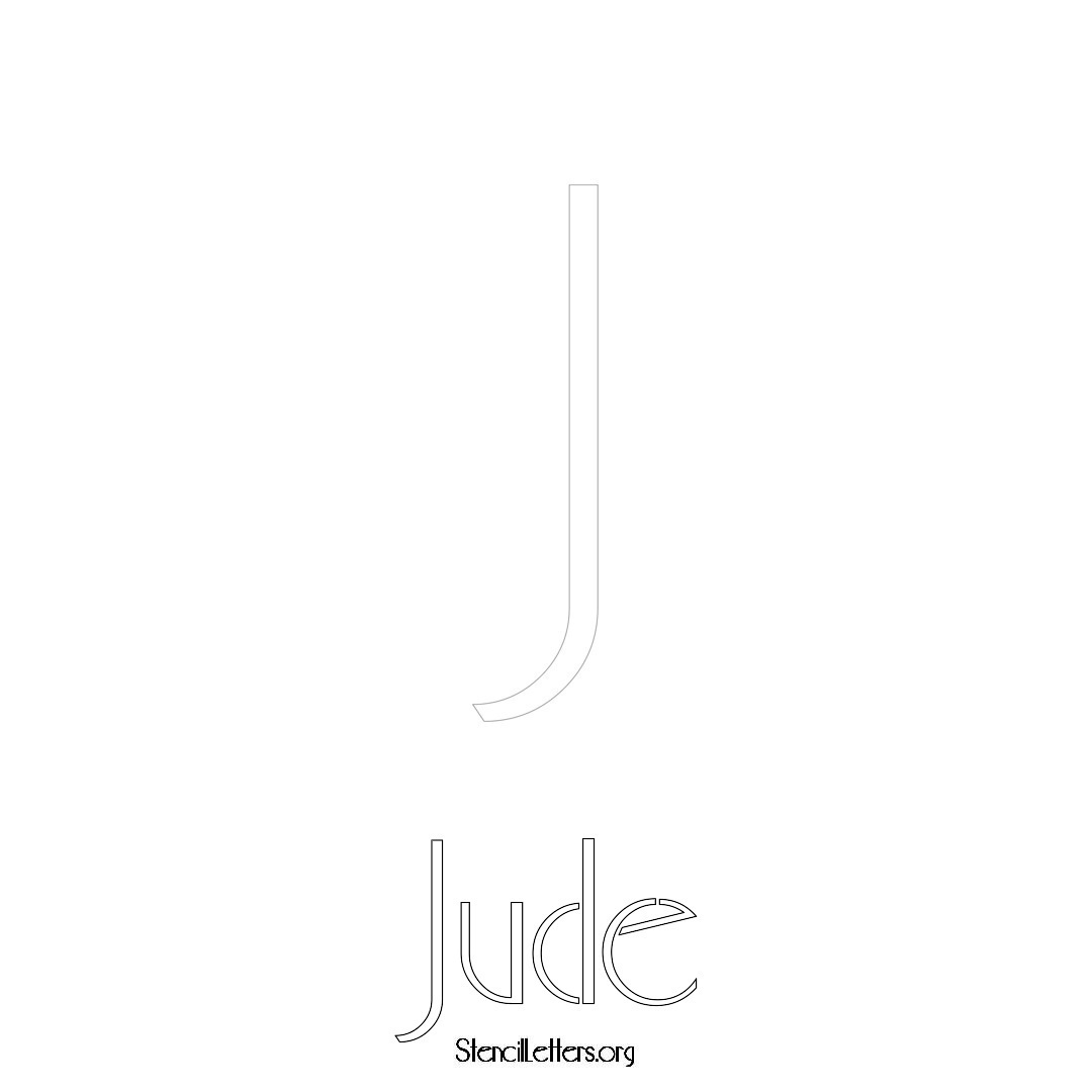 Jude printable name initial stencil in Art Deco Lettering