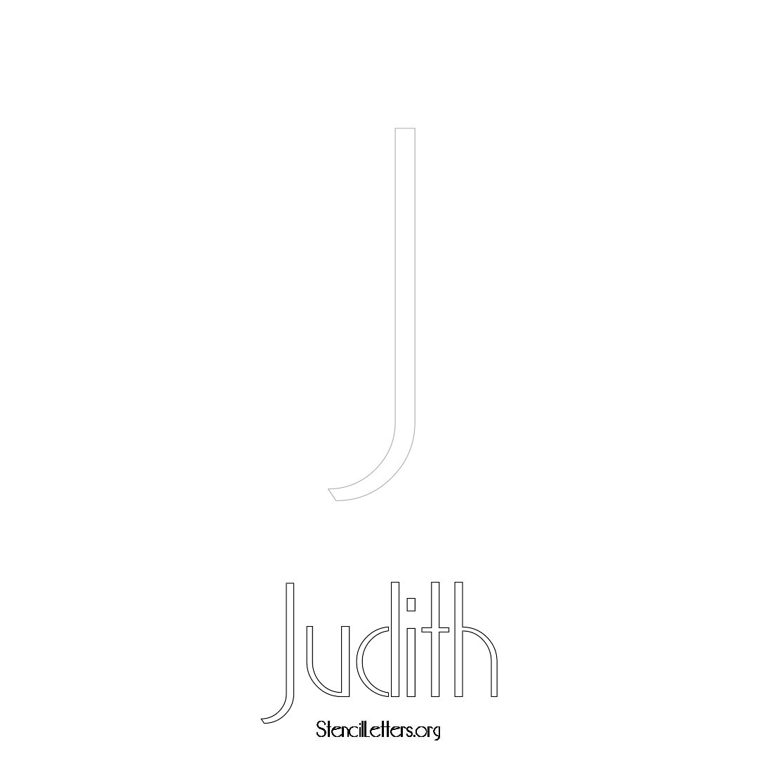 Judith printable name initial stencil in Art Deco Lettering