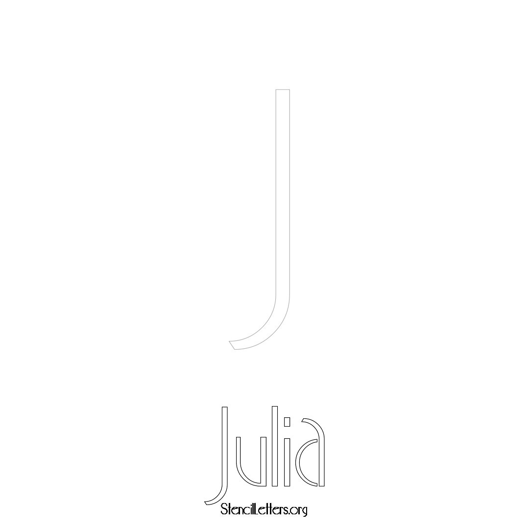 Julia printable name initial stencil in Art Deco Lettering