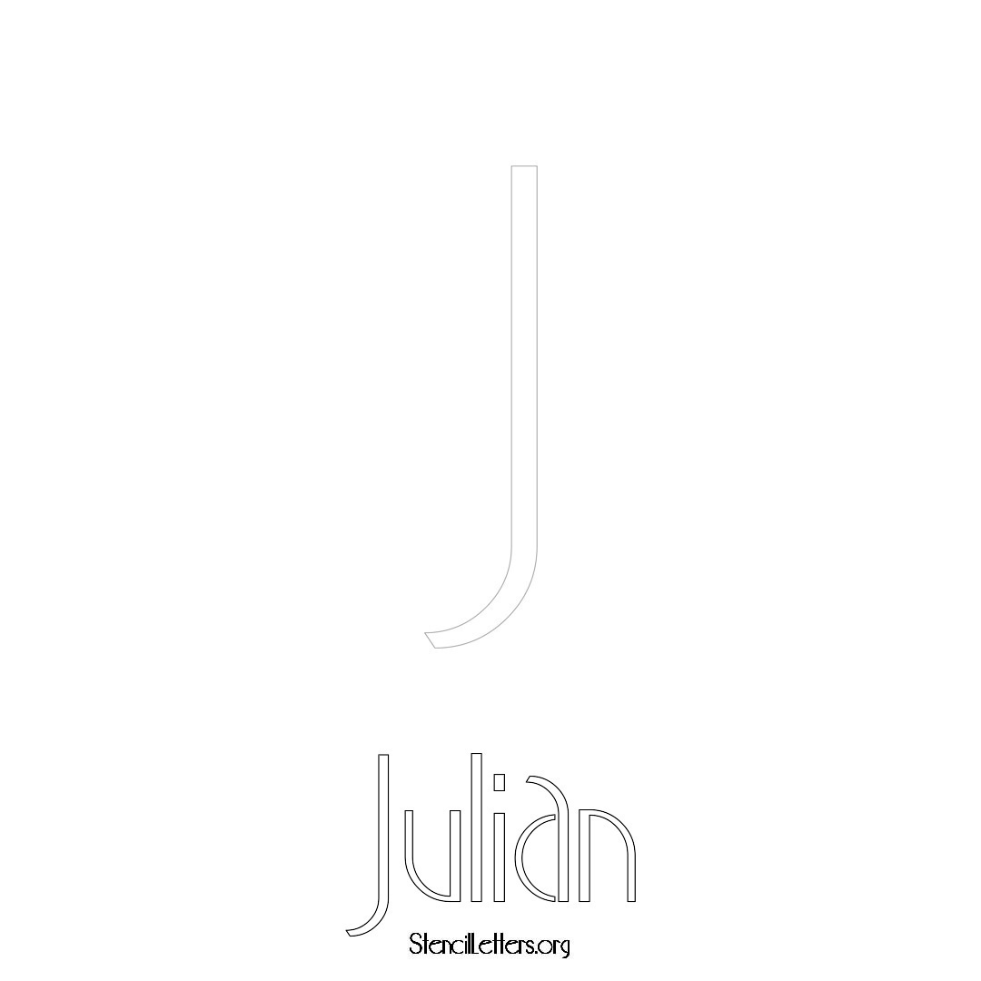 Julian printable name initial stencil in Art Deco Lettering