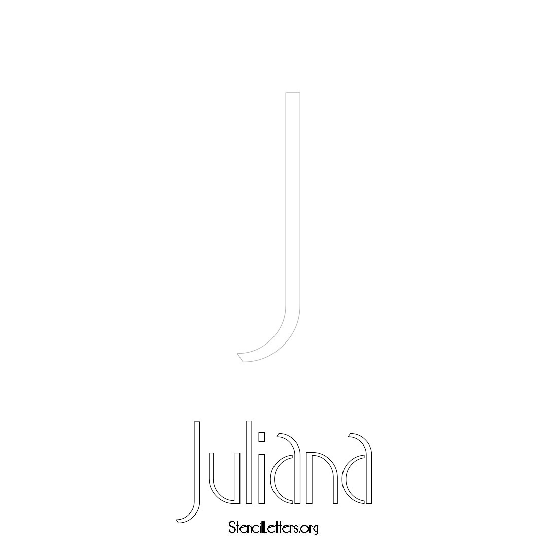 Juliana printable name initial stencil in Art Deco Lettering