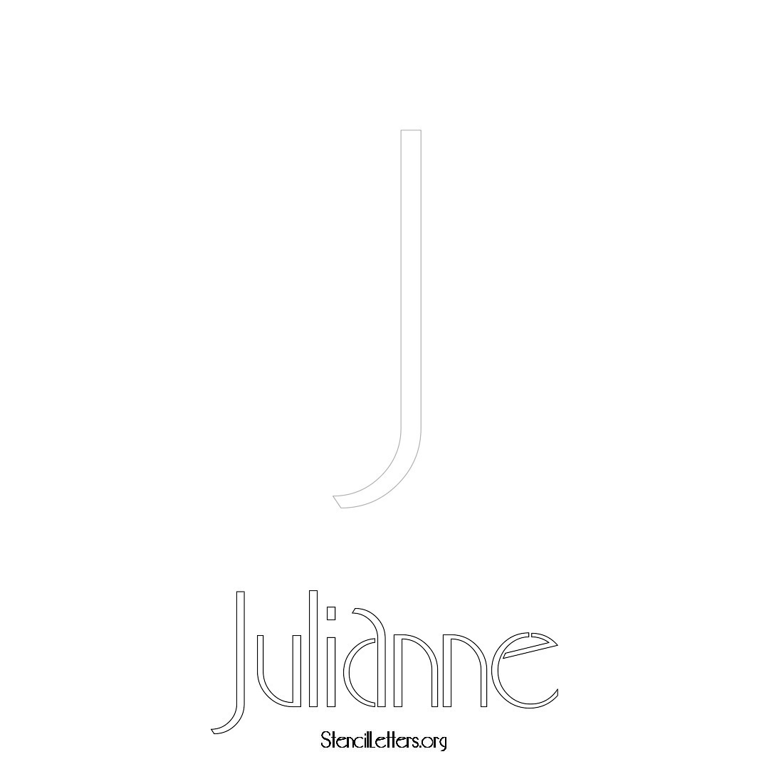 Julianne printable name initial stencil in Art Deco Lettering