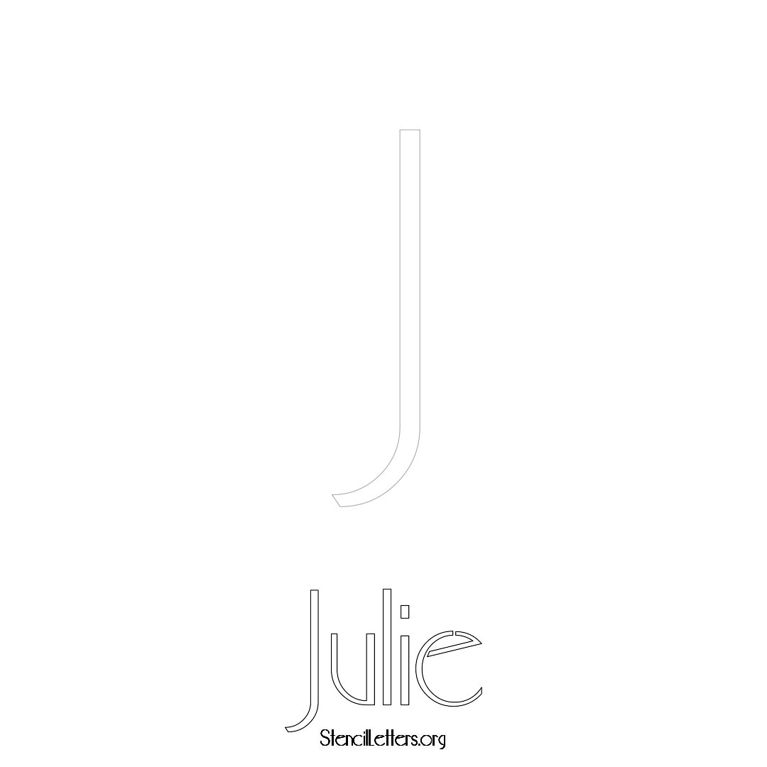 Julie printable name initial stencil in Art Deco Lettering