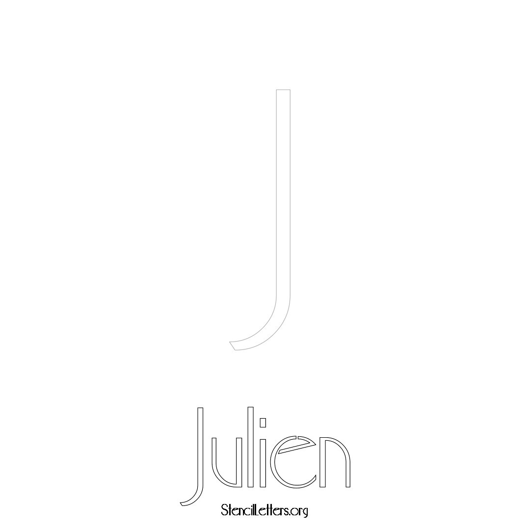 Julien printable name initial stencil in Art Deco Lettering