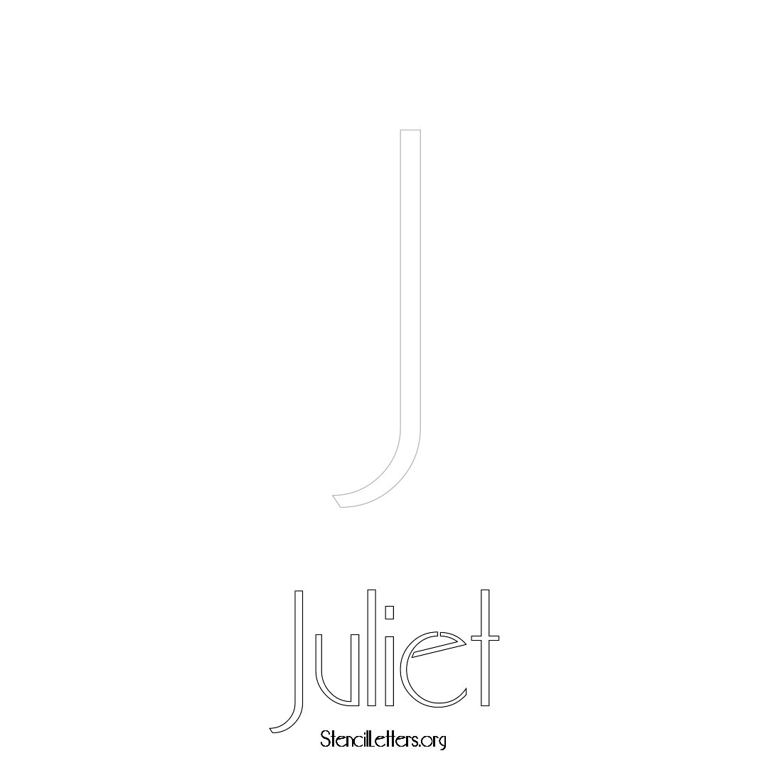 Juliet printable name initial stencil in Art Deco Lettering