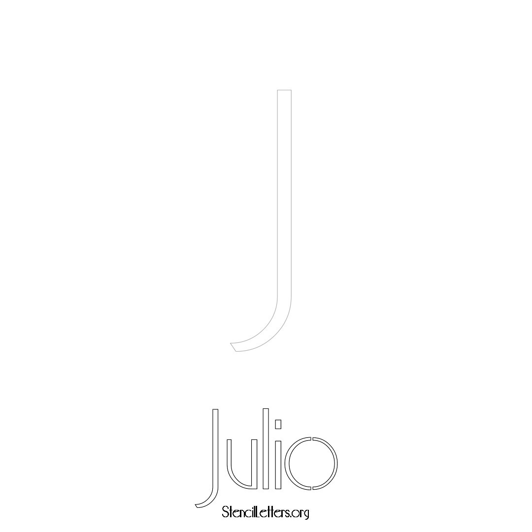 Julio printable name initial stencil in Art Deco Lettering