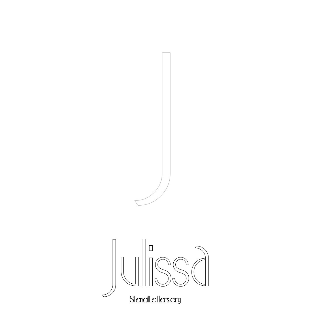 Julissa printable name initial stencil in Art Deco Lettering