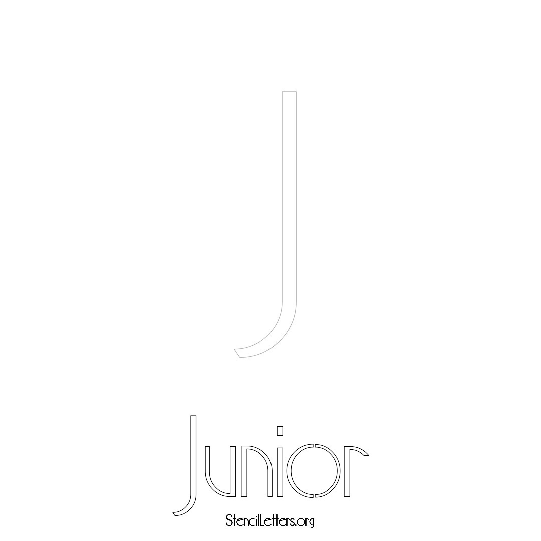 Junior printable name initial stencil in Art Deco Lettering