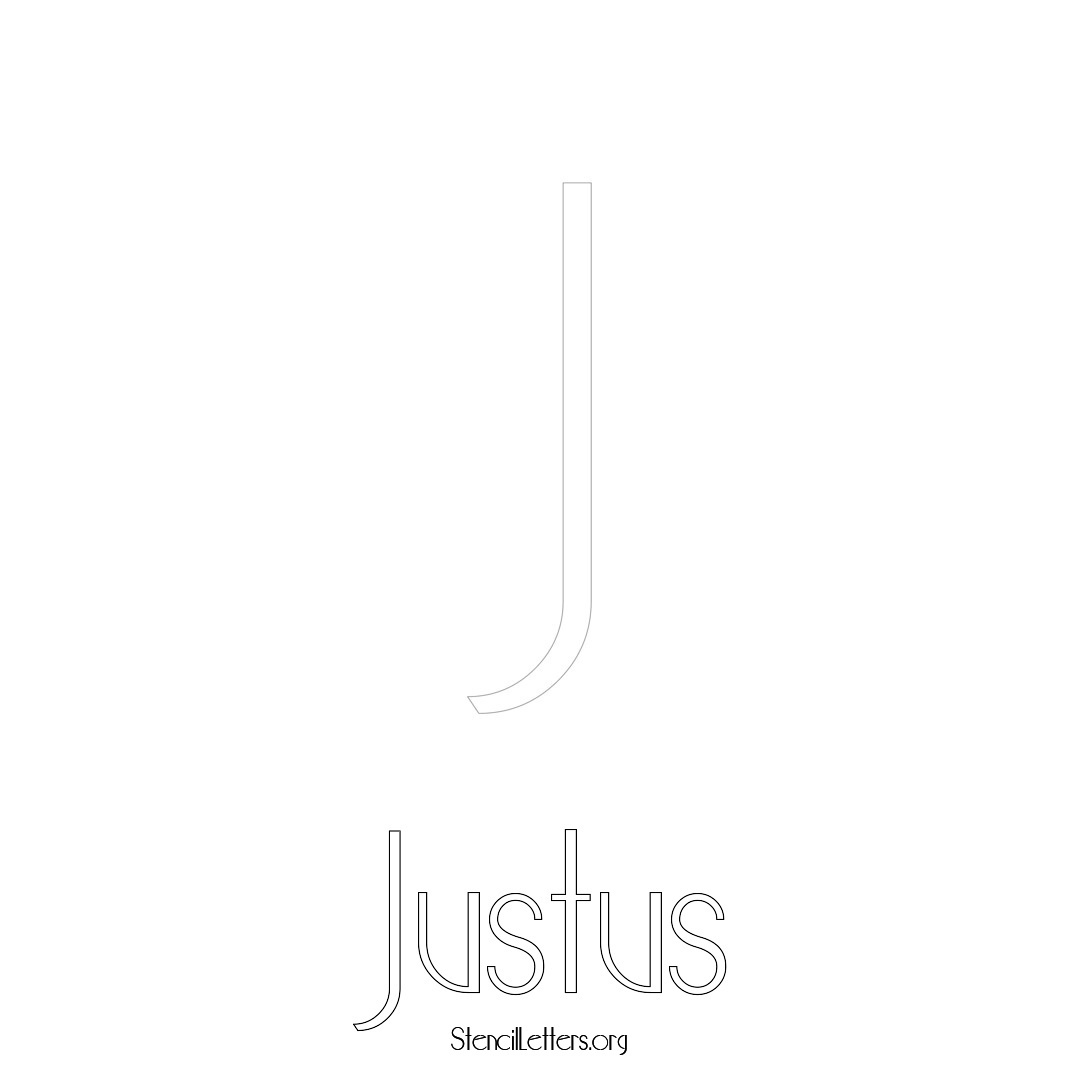 Justus printable name initial stencil in Art Deco Lettering