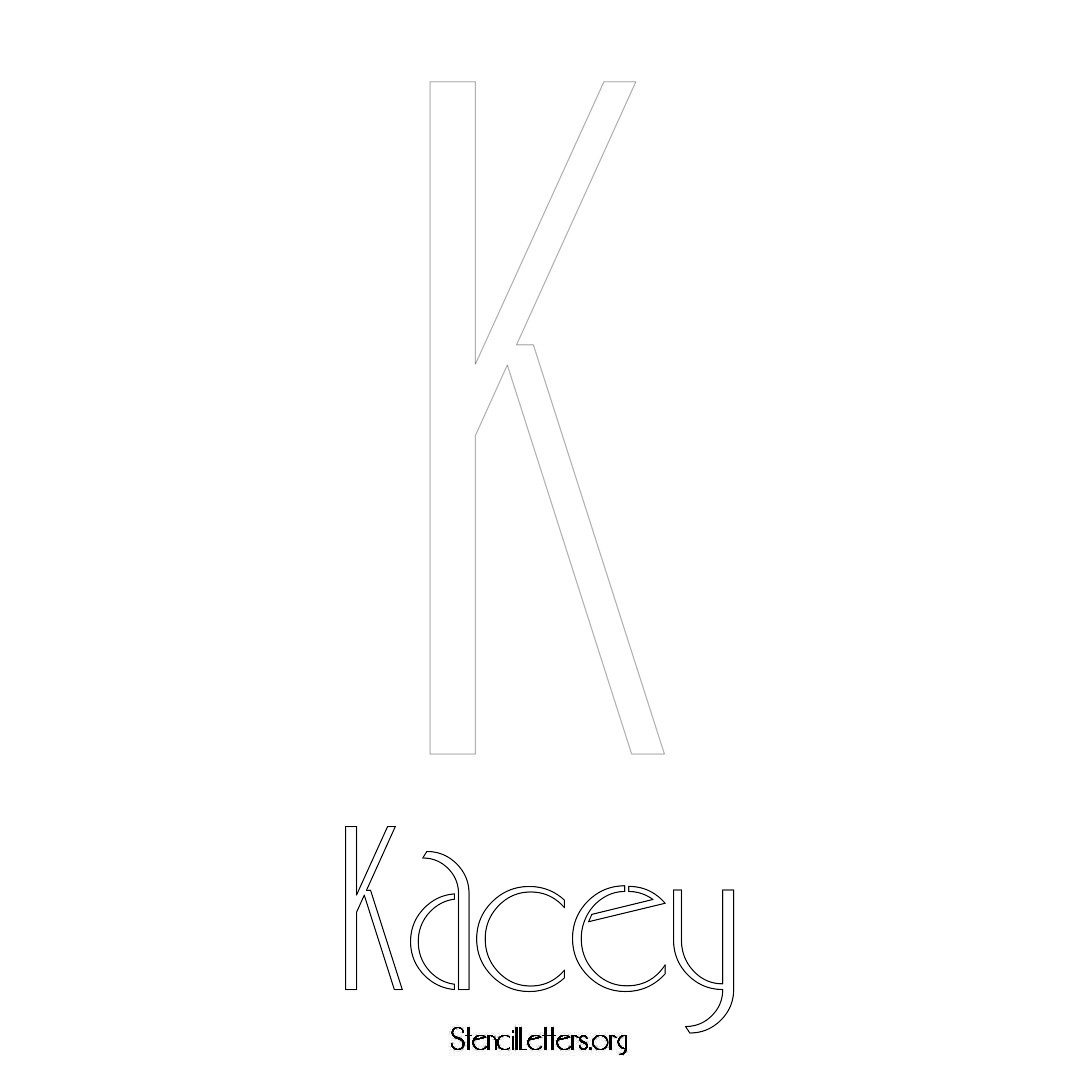 Kacey printable name initial stencil in Art Deco Lettering