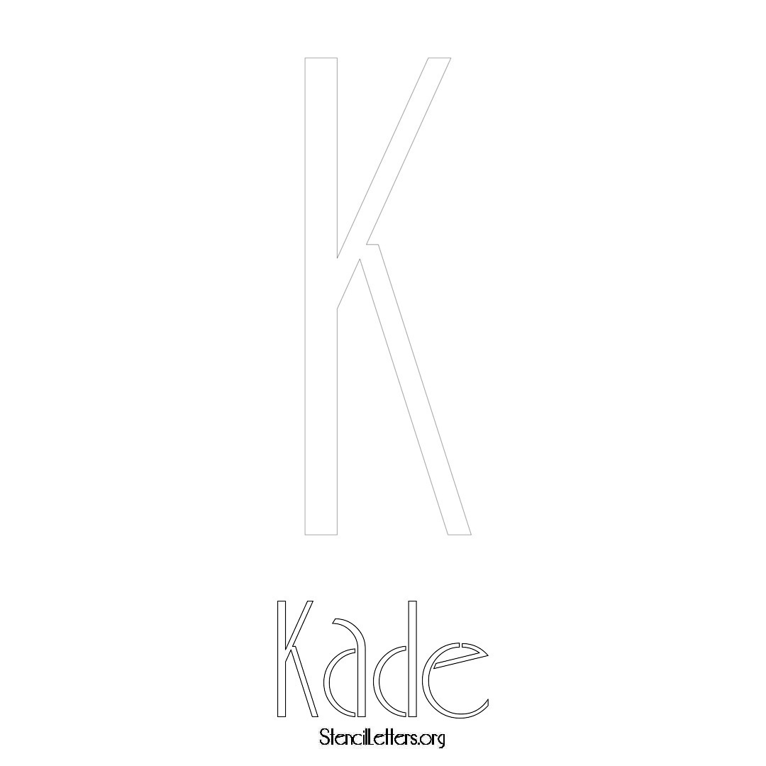 Kade printable name initial stencil in Art Deco Lettering