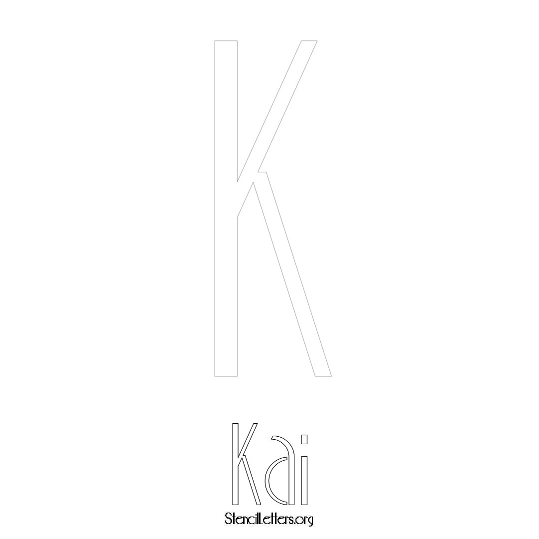 Kai printable name initial stencil in Art Deco Lettering