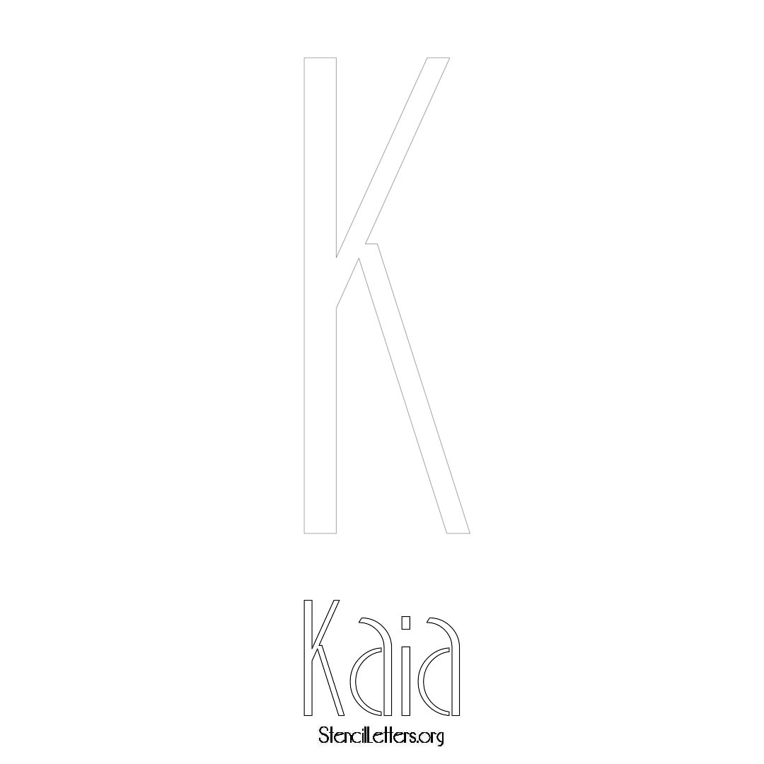 Kaia printable name initial stencil in Art Deco Lettering