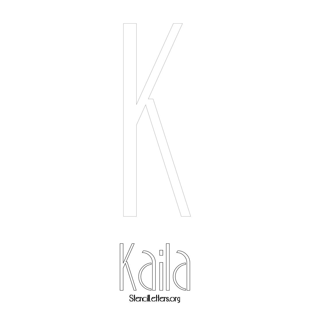 Kaila printable name initial stencil in Art Deco Lettering