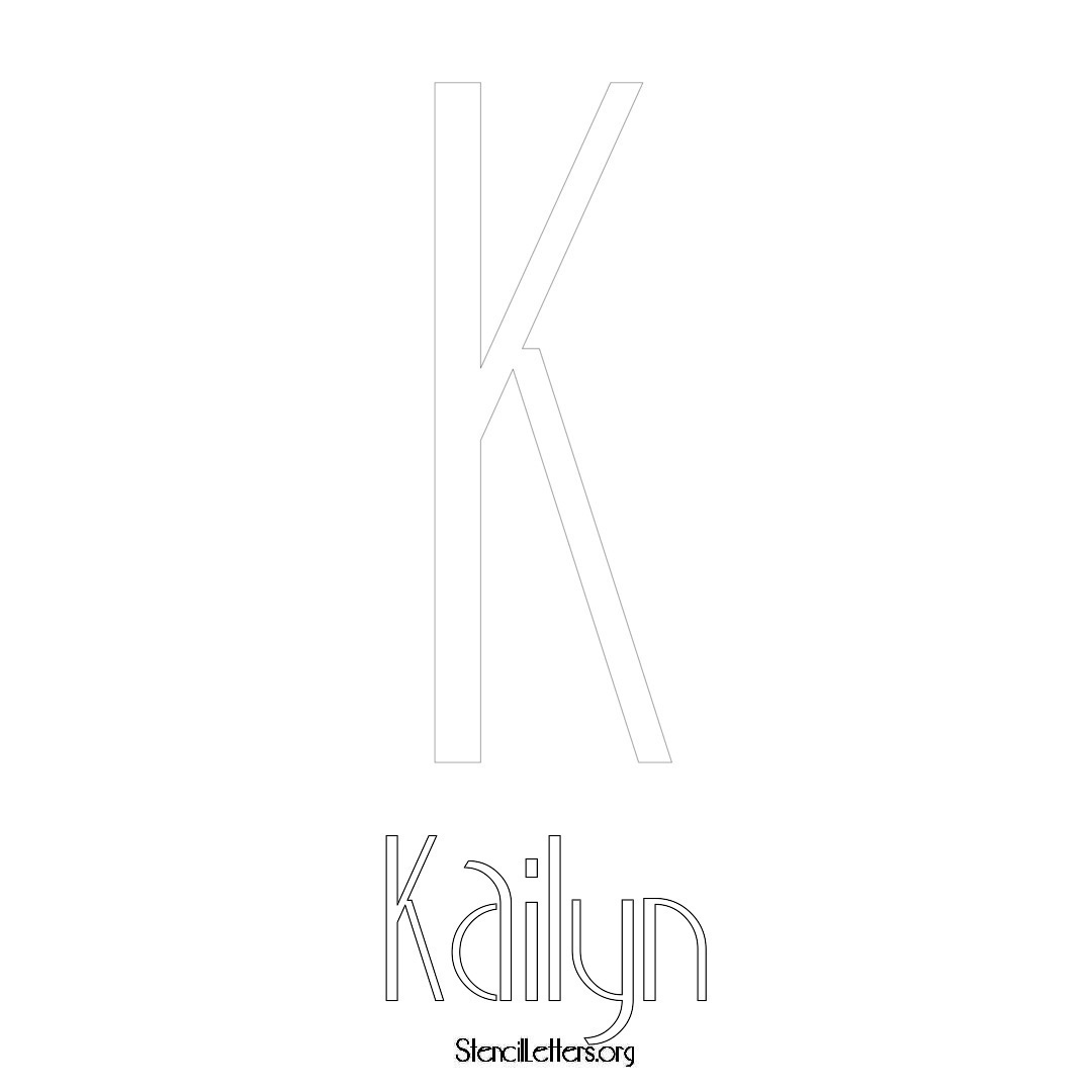 Kailyn printable name initial stencil in Art Deco Lettering