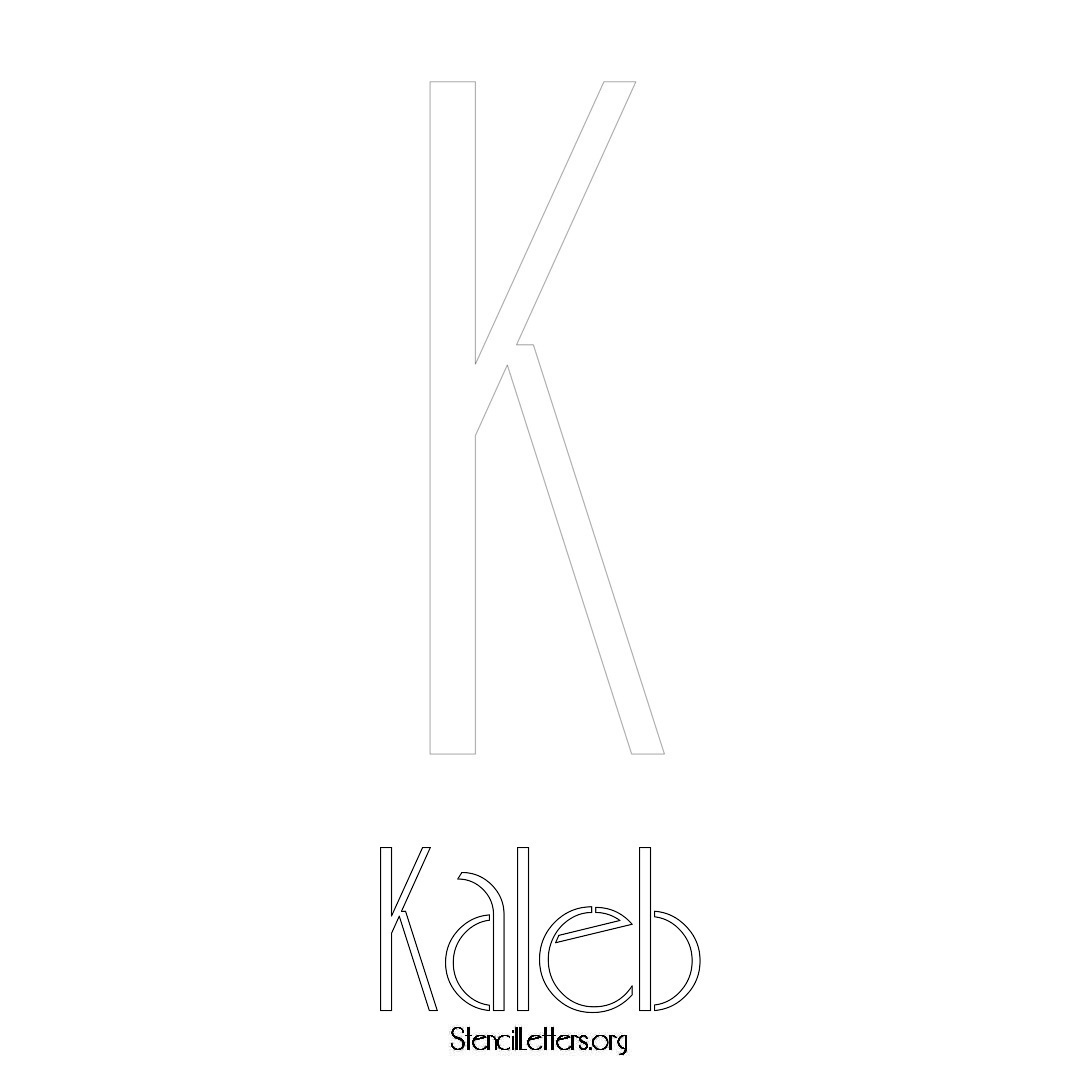 Kaleb printable name initial stencil in Art Deco Lettering