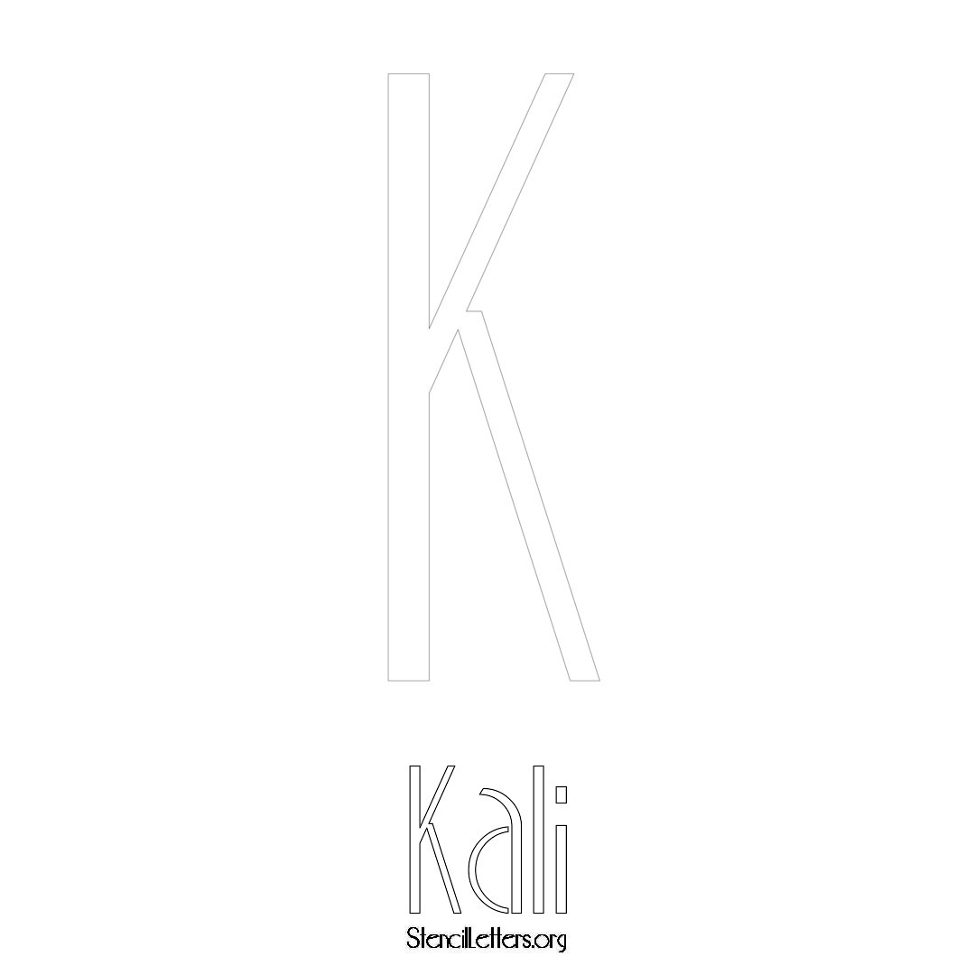 Kali printable name initial stencil in Art Deco Lettering