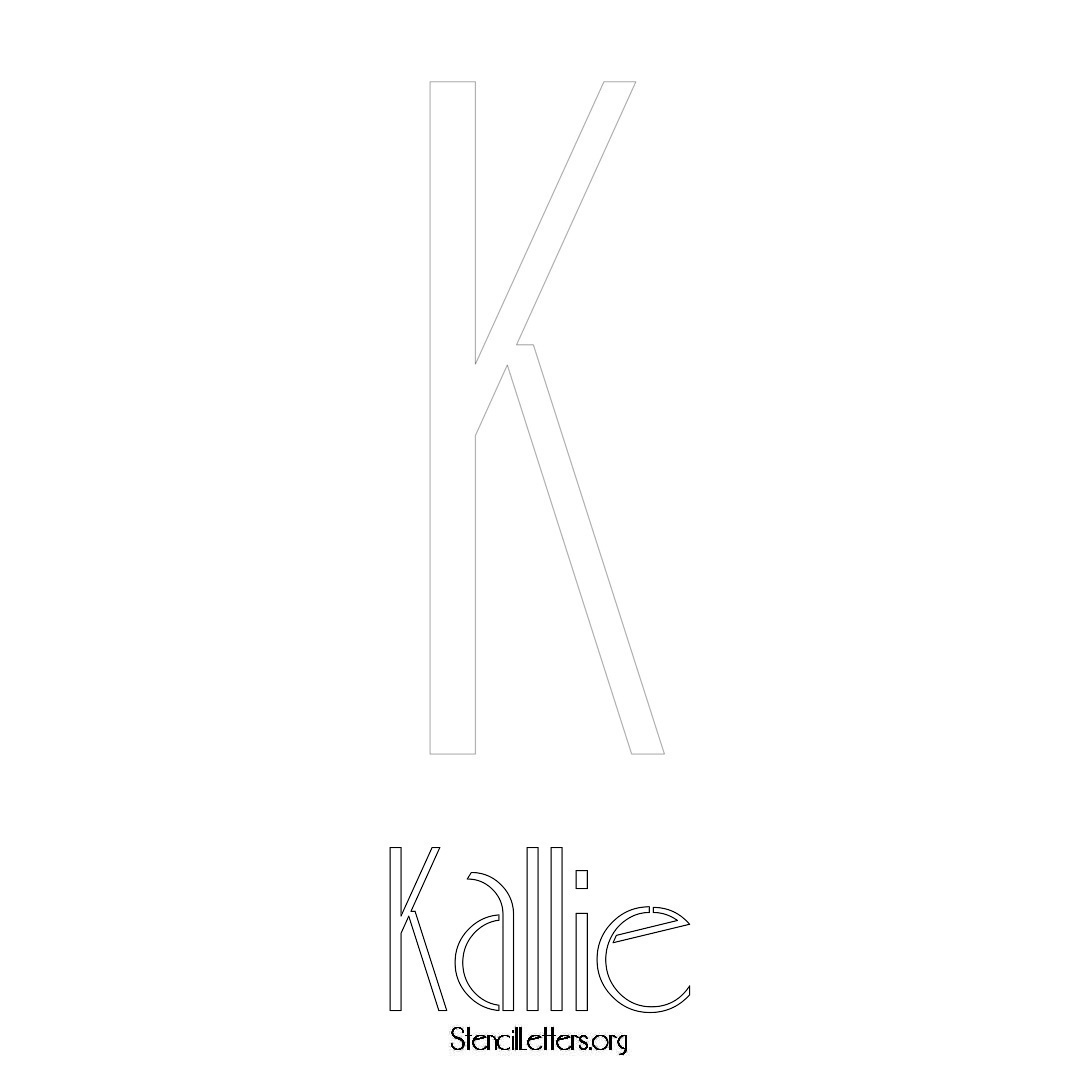 Kallie printable name initial stencil in Art Deco Lettering