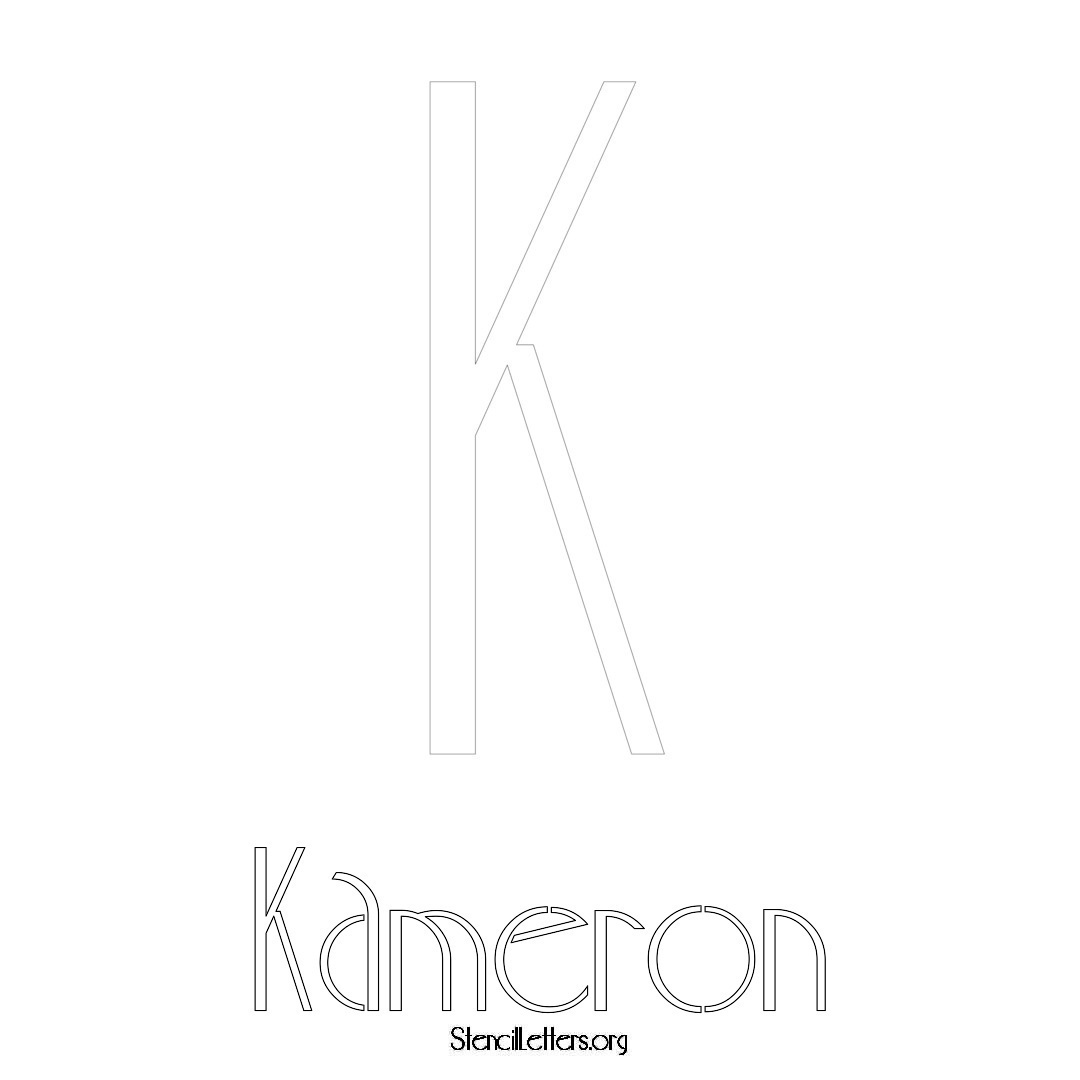 Kameron printable name initial stencil in Art Deco Lettering