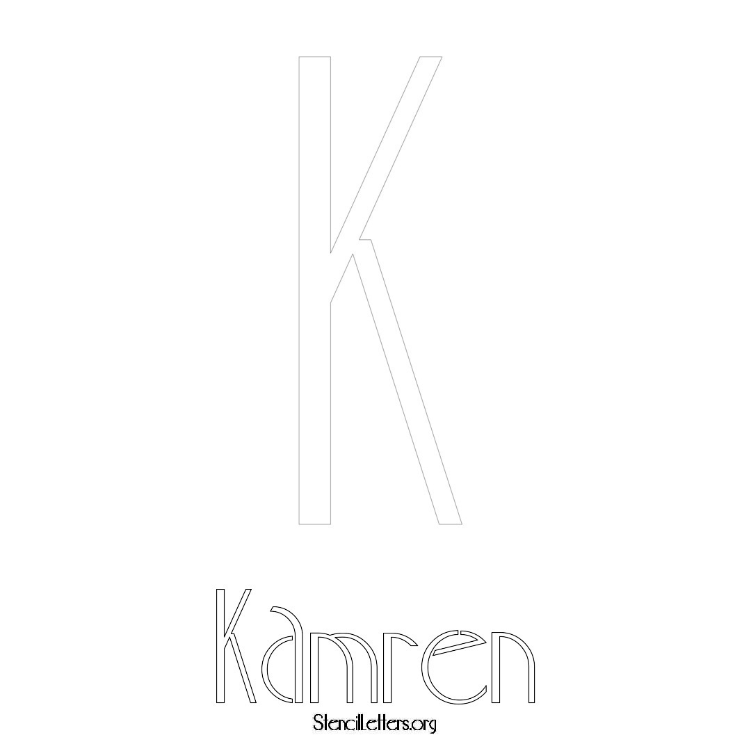 Kamren printable name initial stencil in Art Deco Lettering