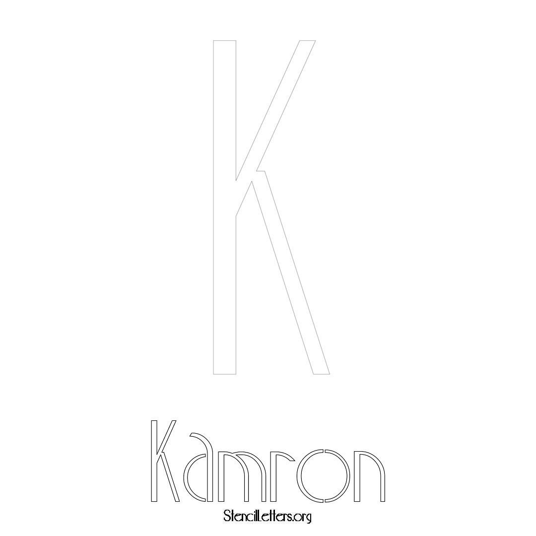 Kamron printable name initial stencil in Art Deco Lettering