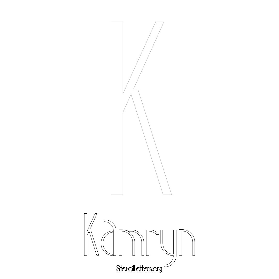 Kamryn printable name initial stencil in Art Deco Lettering