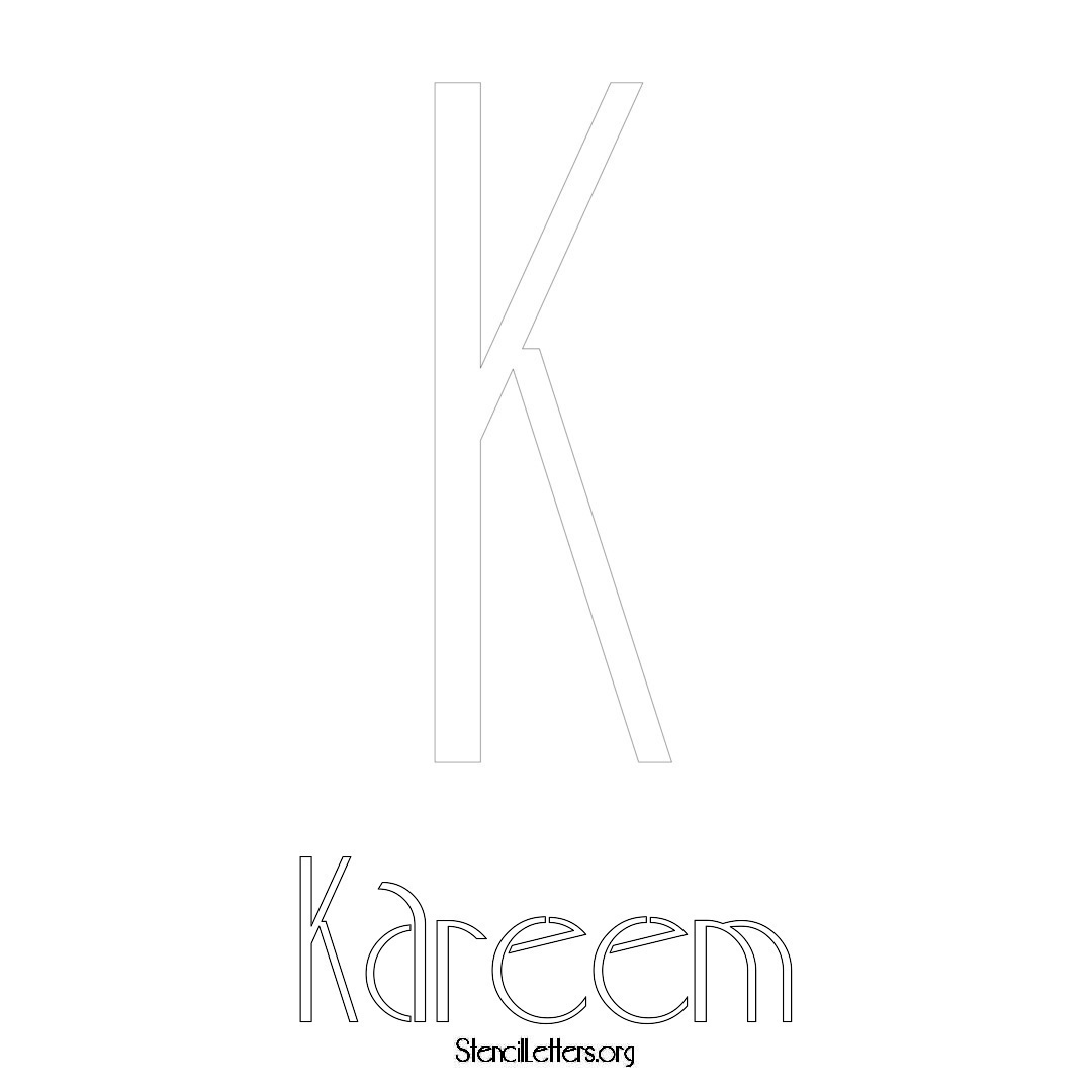 Kareem printable name initial stencil in Art Deco Lettering