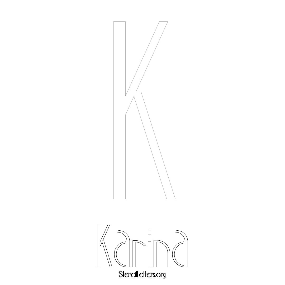 Karina printable name initial stencil in Art Deco Lettering