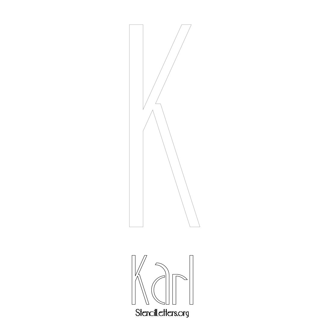 Karl printable name initial stencil in Art Deco Lettering