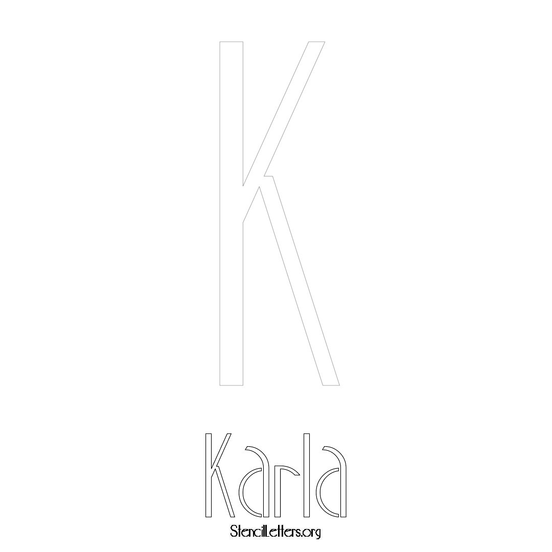 Karla printable name initial stencil in Art Deco Lettering