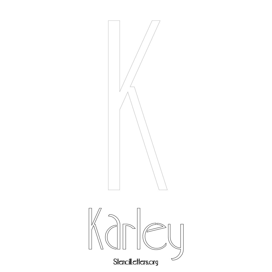 Karley printable name initial stencil in Art Deco Lettering